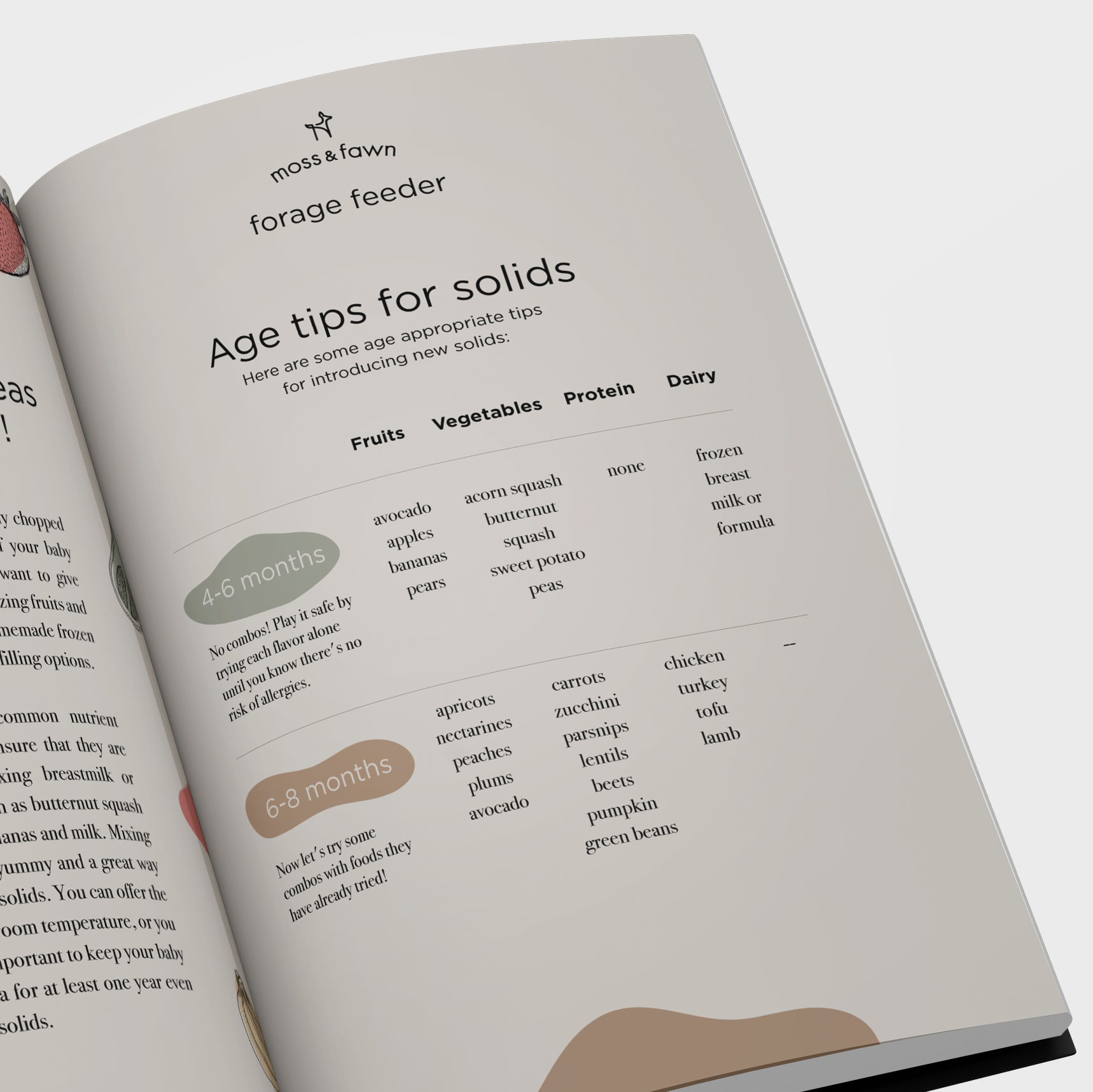 Booklet with tips for introducing solids for feeding and teething babies