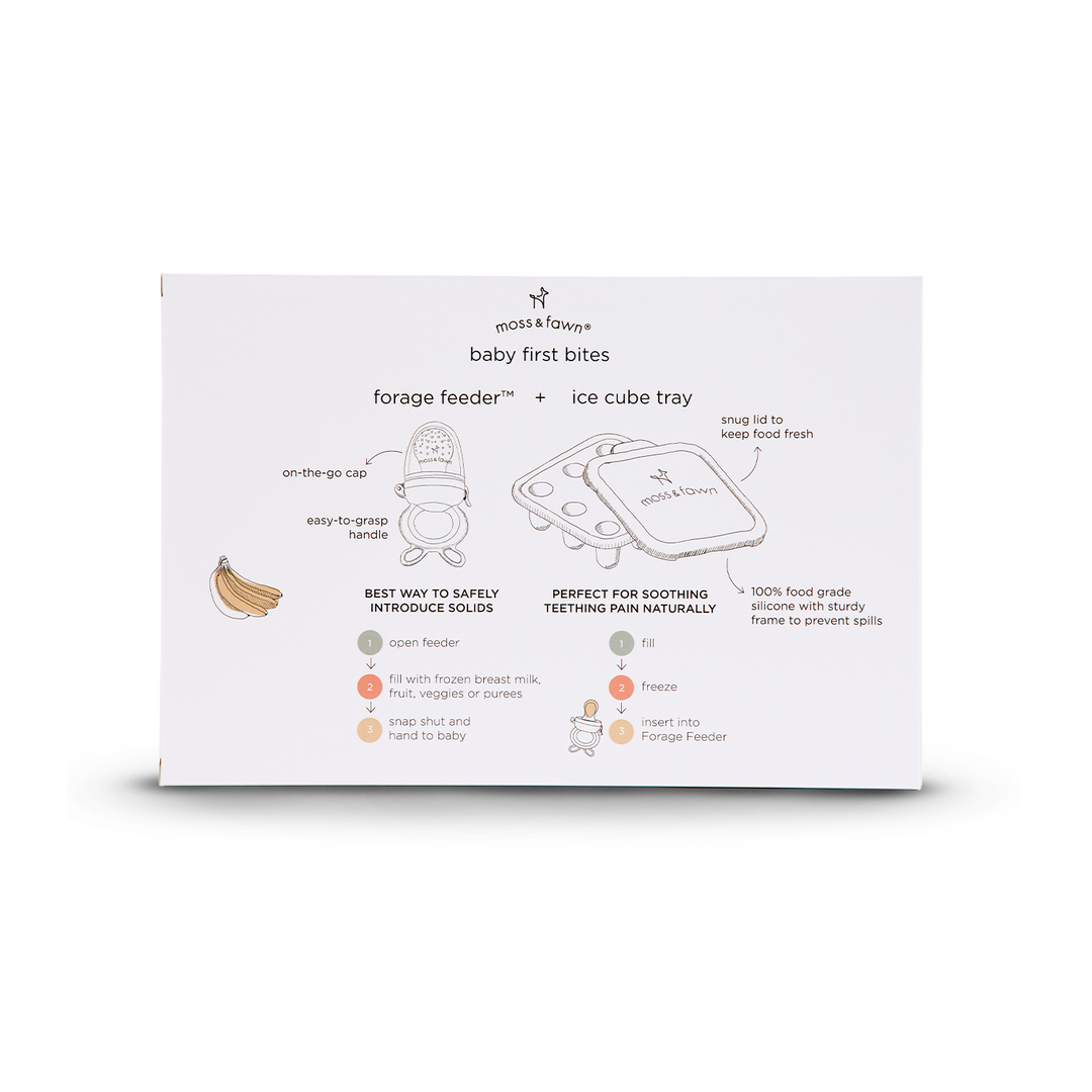 baby food feeder used for soothing teething pain naturally and ice cube tray for introducing solids safely