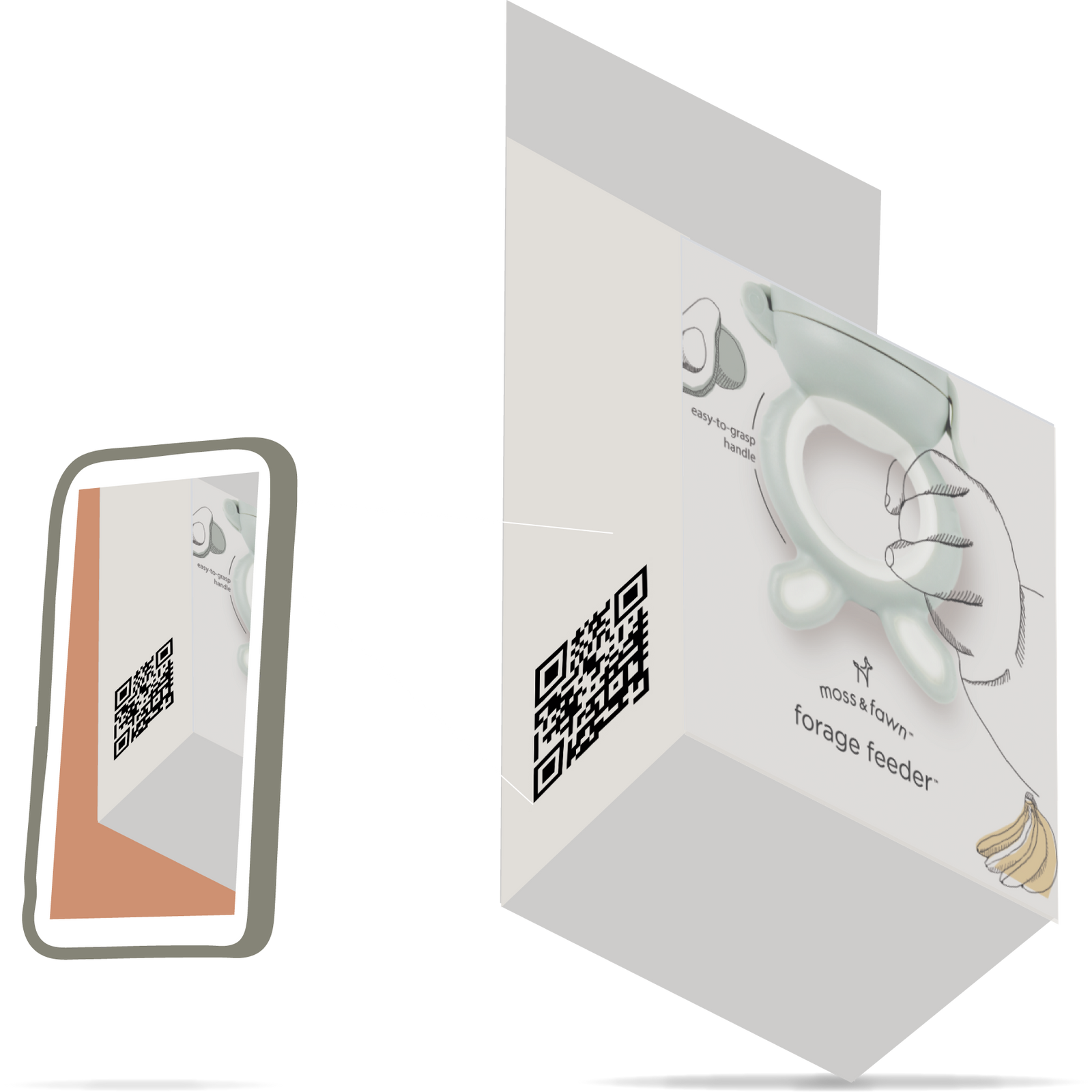 Illustration of a phone scanning a qr code on forage feeder's box
